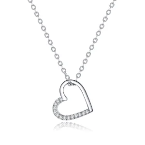 (image for) Pandora Style Silver Sparkle Heart Necklace - SCN347