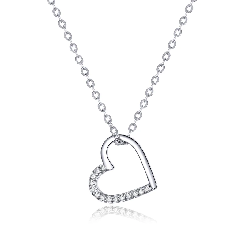 (image for) Pandora Style Silver Sparkle Heart Necklace - SCN347 - Product Image
