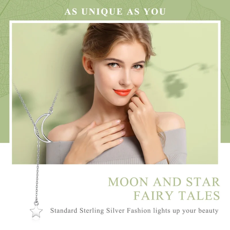 (image for) Pandora Style Silver Star and Moon Fairy Necklace - SCN108 - View 2