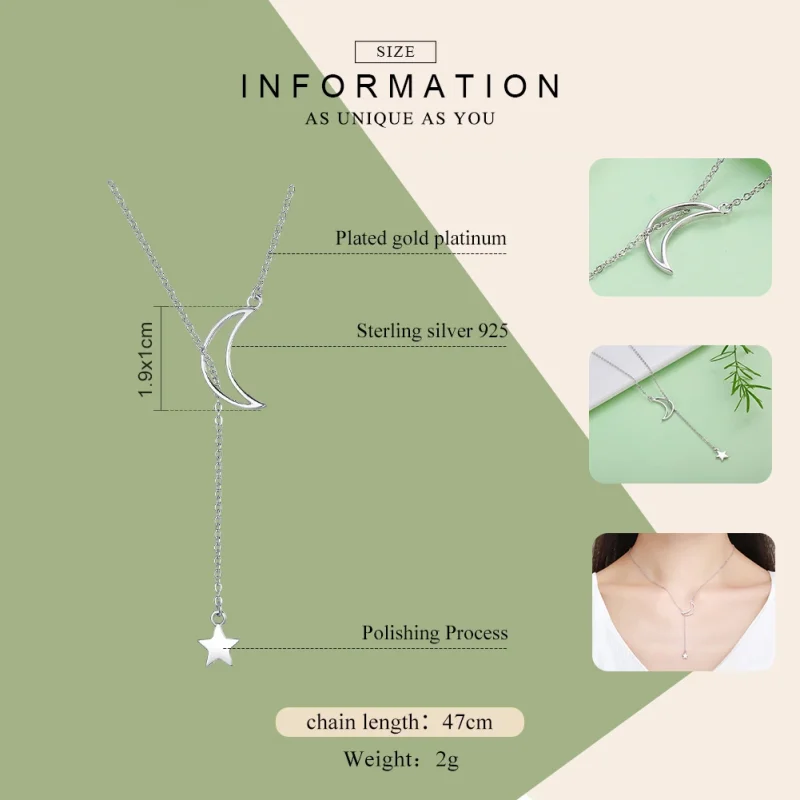 (image for) Pandora Style Silver Star and Moon Fairy Necklace - SCN108 - View 3