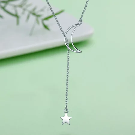 Pandora Style Silver Star and Moon Fairy Necklace - SCN108