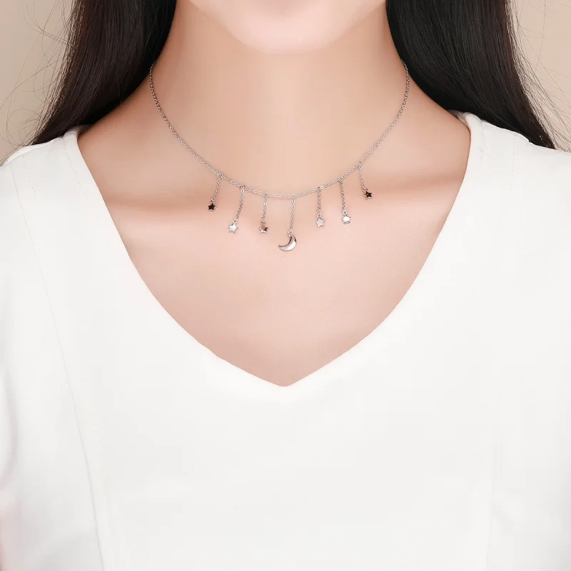 (image for) Pandora Style Silver Starry Sky Necklace - SCN301 - View 8