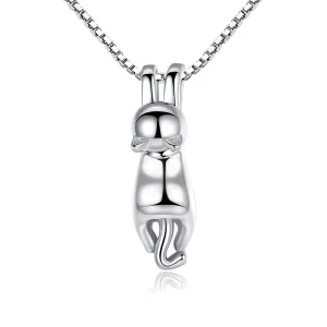 (image for) Pandora Style Silver Stretching Kitten Necklace - SCN032