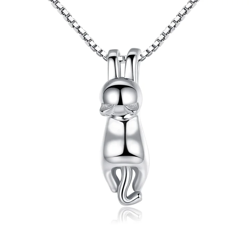 (image for) Pandora Style Silver Stretching Kitten Necklace - SCN032 - Product Image