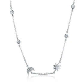 Pandora Style Silver Sun and Moon Glory Chain Necklace - SCN272 Pandora Style Silver Sun and Moon Glory Chain Necklace - SCN272