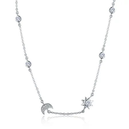 Pandora Style Silver Sun and Moon Glory Chain Necklace - SCN272 Pandora Style Silver Sun and Moon Glory Chain Necklace - SCN272