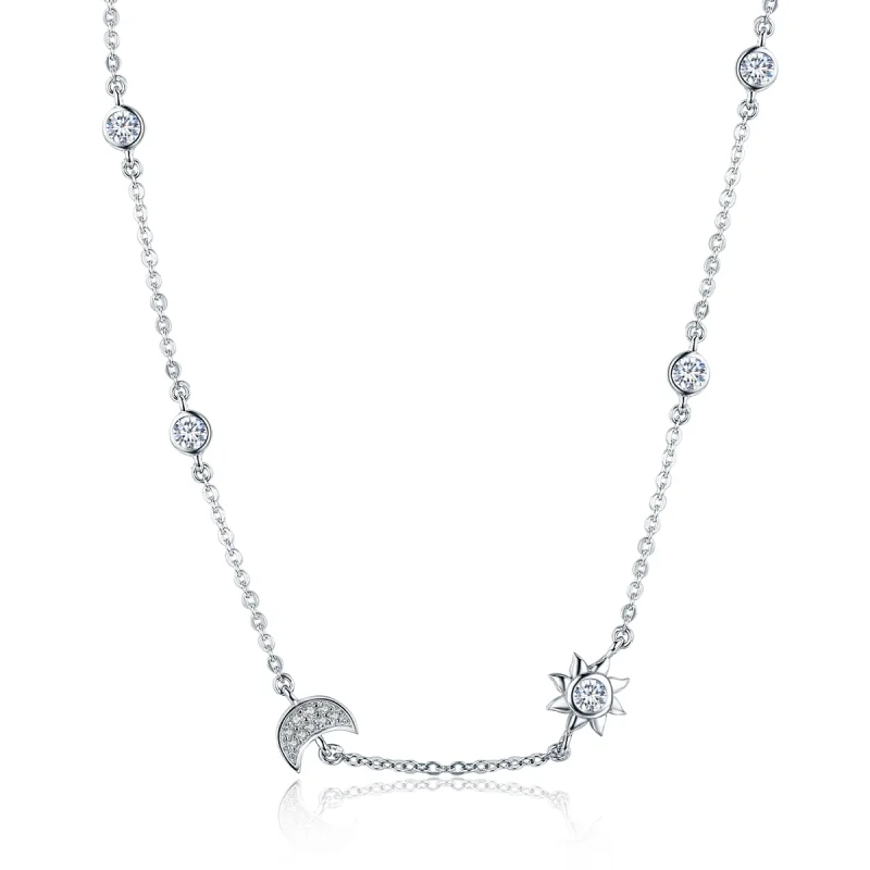 (image for) Pandora Style Silver Sun and Moon Glory Chain Necklace - SCN272 - Product Image