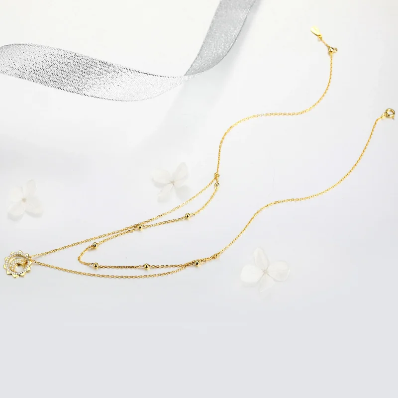 (image for) Pandora Style Silver Sun & Moon Necklace - SCN305 - View 6