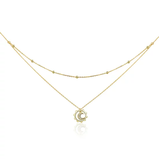 Pandora Style Silver Sun & Moon Necklace - SCN305