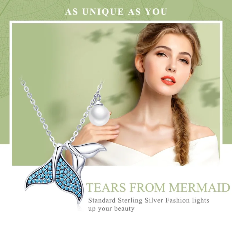 (image for) Pandora Style Silver Tears From Mermaid Necklace - SCN309 - View 2
