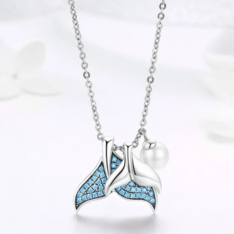 (image for) Pandora Style Silver Tears From Mermaid Necklace - SCN309 - View 3