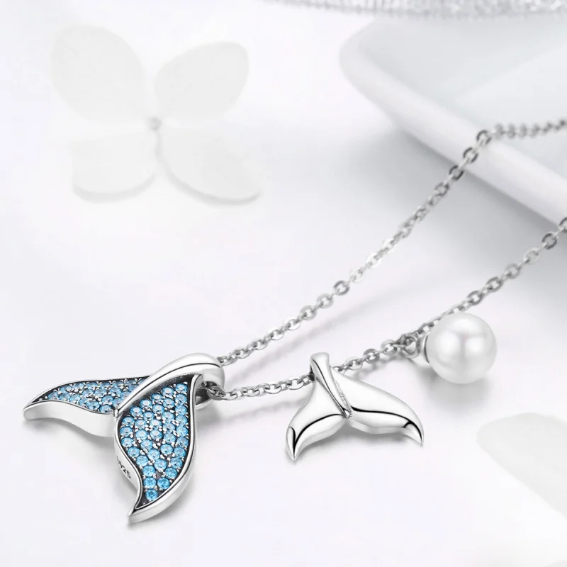 (image for) Pandora Style Silver Tears From Mermaid Necklace - SCN309 - View 4
