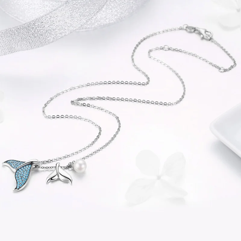 (image for) Pandora Style Silver Tears From Mermaid Necklace - SCN309 - View 6