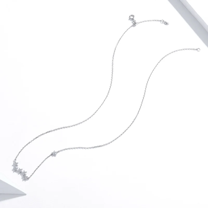 (image for) Pandora Style Silver Twinkling Stars Pendant Necklace - SCN419 - View 4