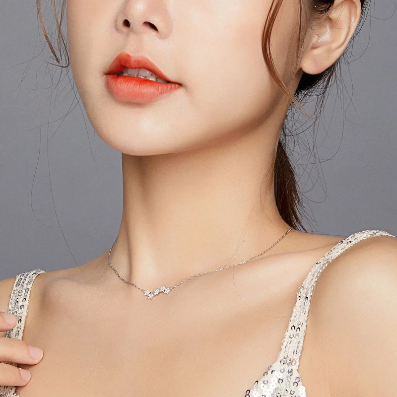 (image for) Pandora Style Silver Twinkling Stars Pendant Necklace - SCN419 - View 6