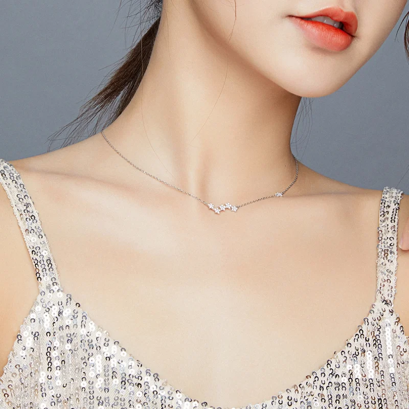 (image for) Pandora Style Silver Twinkling Stars Pendant Necklace - SCN419 - View 7