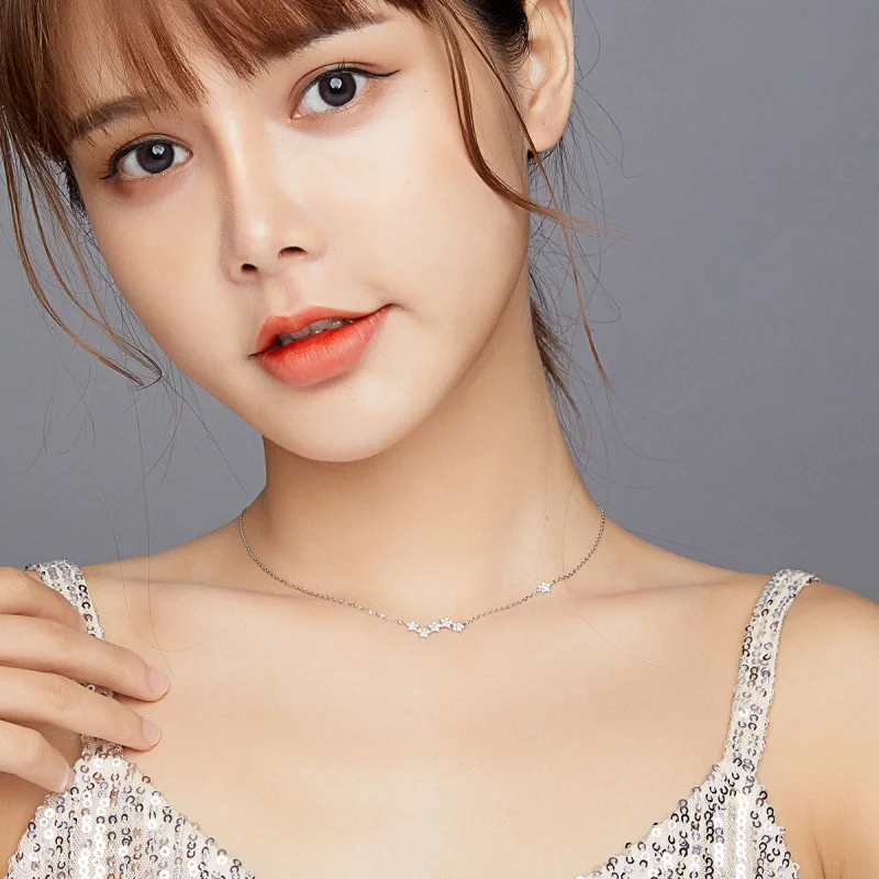 (image for) Pandora Style Silver Twinkling Stars Pendant Necklace - SCN419 - View 8