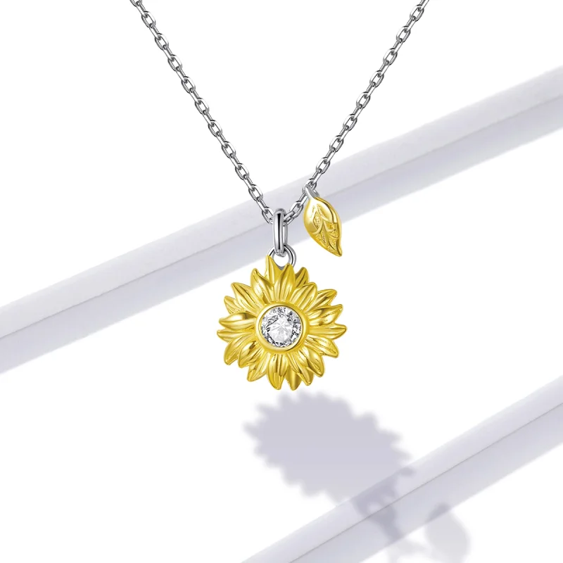 (image for) Pandora Style Sun Flower Necklace - BSN212 - View 6