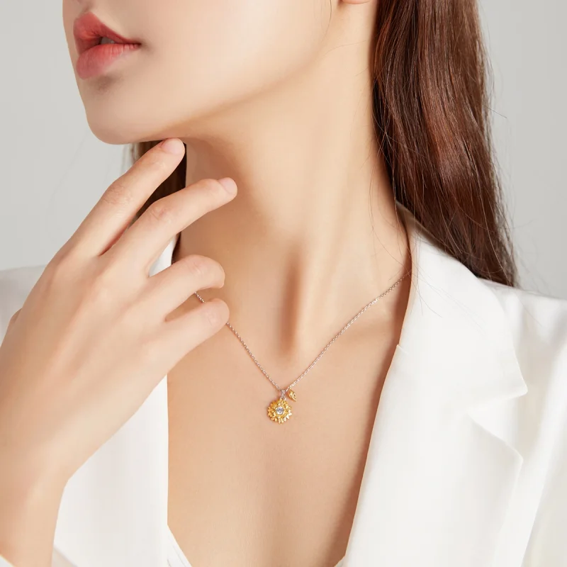 (image for) Pandora Style Sun Flower Necklace - BSN212 - View 9