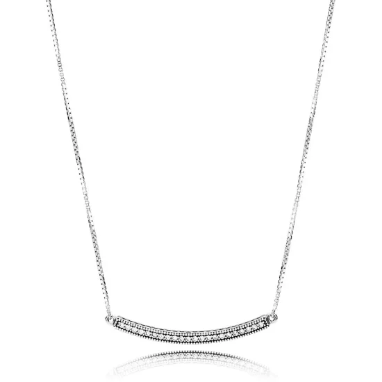 Hearts of PANDORA Bar Necklace, Clear CZ - 397420CZ