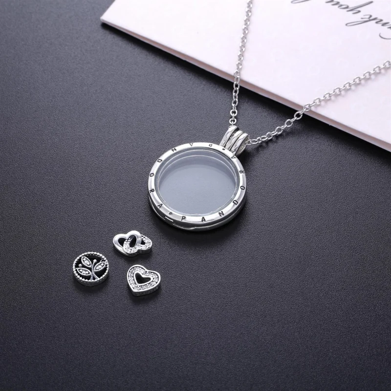 (image for) Large PANDORA floating locket and Love & Family Petites Necklace - R800064 - View 2