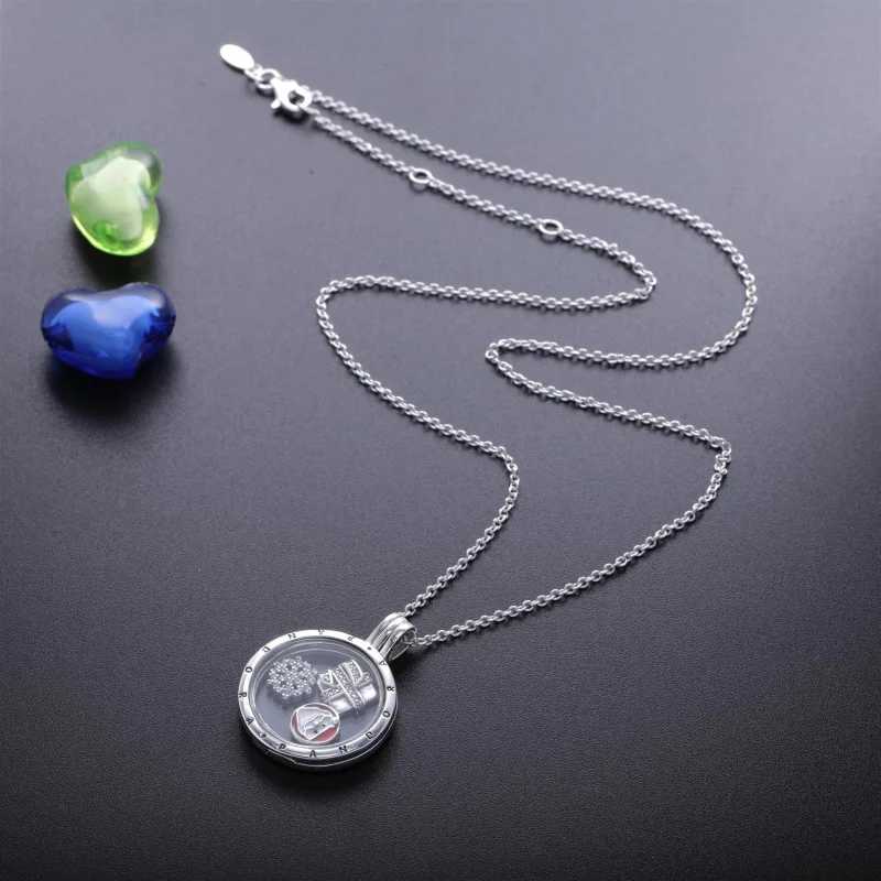 (image for) Large PANDORA floating locket and Love & Family Petites Necklace - R800064 - View 3
