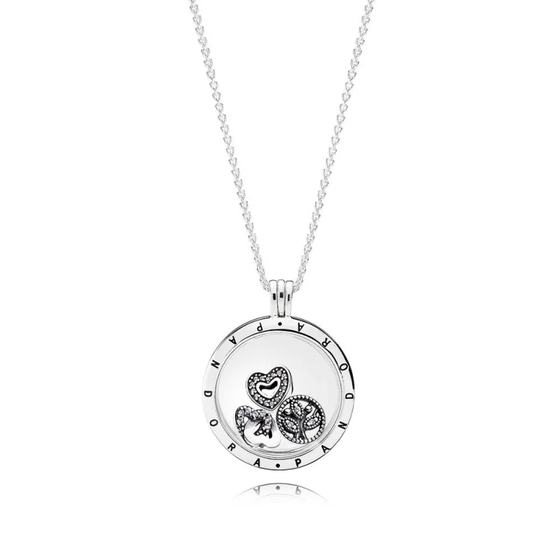 (image for) Large PANDORA floating locket and Love & Family Petites Necklace - R800064 - Product Image