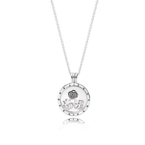 (image for) Medium PANDORA floating locket and Forever Hearts Petites Necklace - R800063