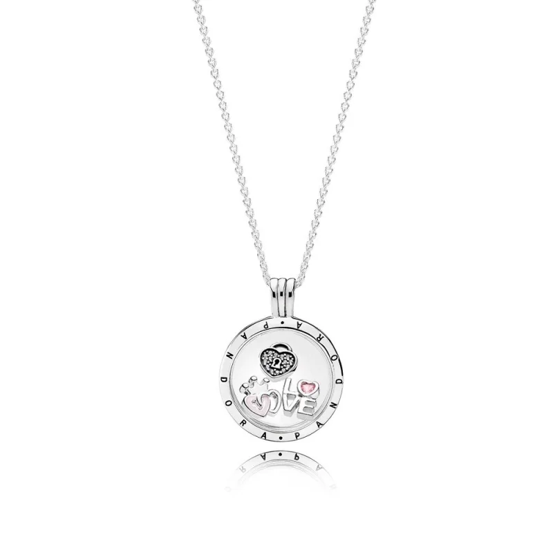 (image for) Medium PANDORA floating locket and Forever Hearts Petites Necklace - R800063 - Product Image