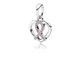 PANDORA Bca Ribbon and Heart Silver Pendant - 390390PCZ PANDORA Bca Ribbon and Heart Silver Pendant - 390390PCZ