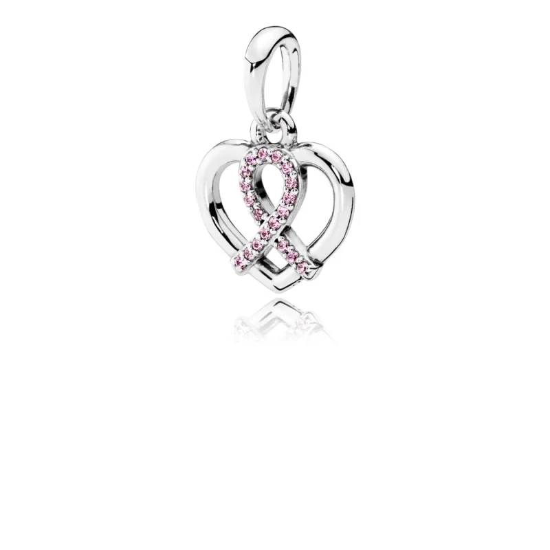 (image for) PANDORA Bca Ribbon and Heart Silver Pendant - 390390PCZ - Product Image