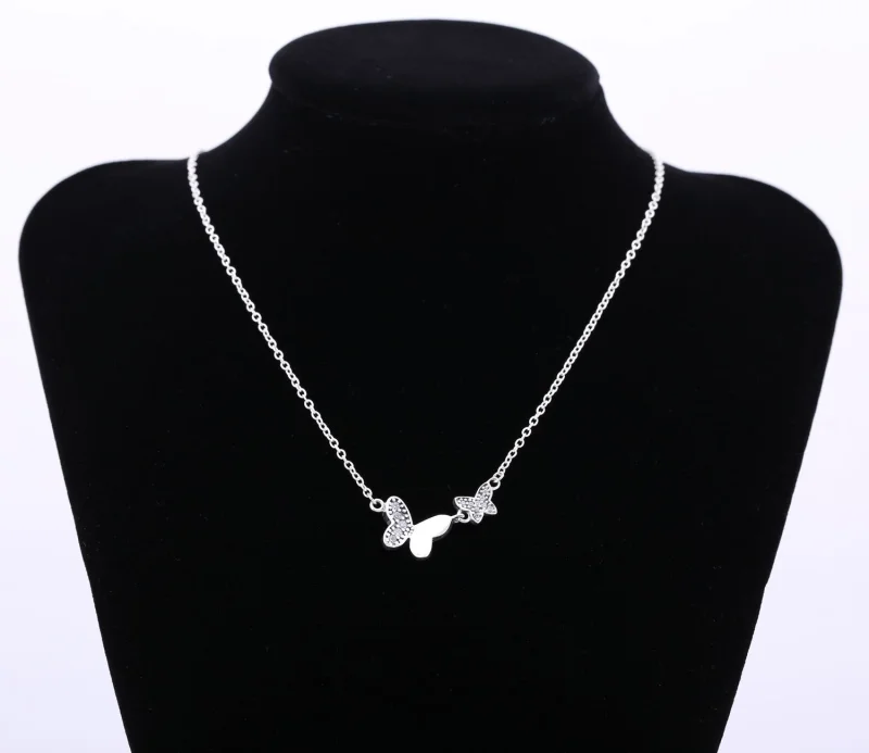 (image for) PANDORA Butterfly Silver Pendant Necklace With Clear Cubic Zirconia - 590520CZ-4 - View 2