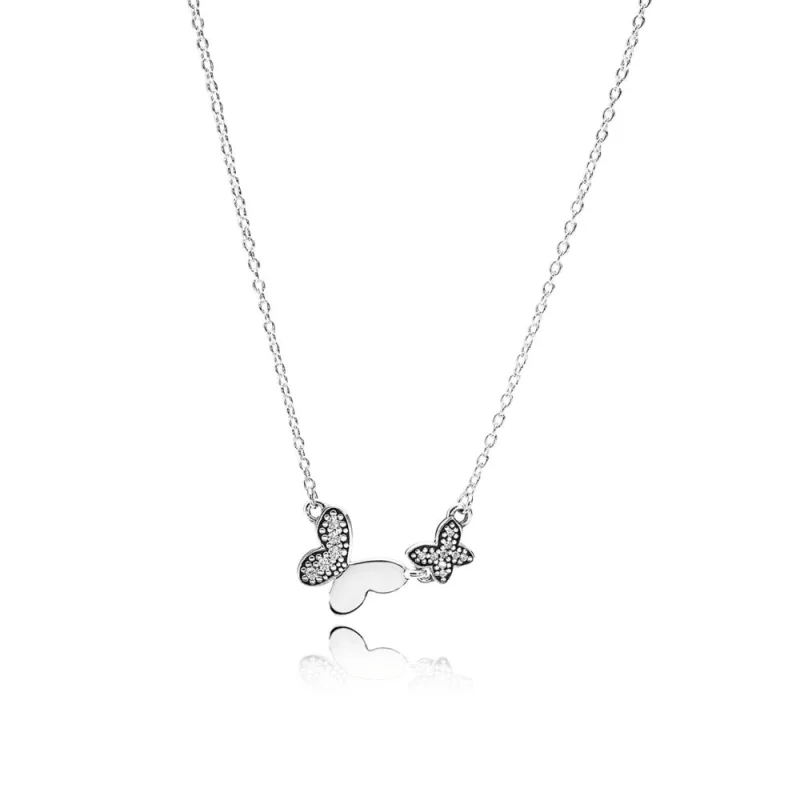 (image for) PANDORA Butterfly Silver Pendant Necklace With Clear Cubic Zirconia - 590520CZ-45 - Product Image
