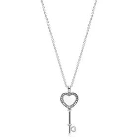 PANDORA Floating Locket Heart Key Pendant Necklace, Sapphire Crystal Clear CZ - 396581CZ PANDORA Floating Locket Heart Key Pendant Necklace, Sapphire Crystal Clear CZ - 396581CZ