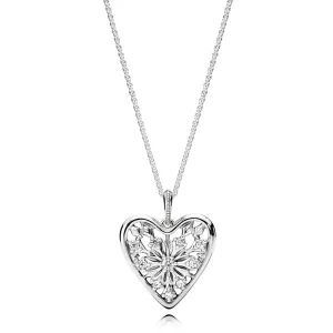 (image for) PANDORA Heart of Winter Pendant Necklace, Clear CZ - 396369CZ-80