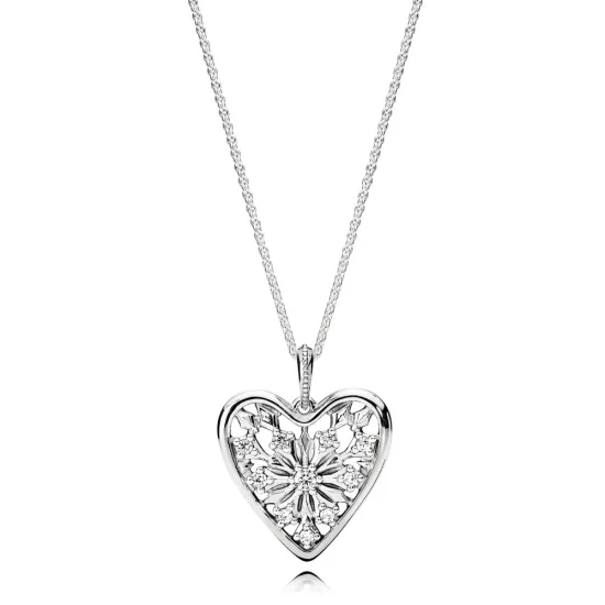(image for) PANDORA Heart of Winter Pendant Necklace, Clear CZ - 396369CZ-80