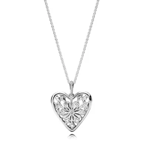 PANDORA Heart of Winter Pendant Necklace, Clear CZ - 396369CZ-80 PANDORA Heart of Winter Pendant Necklace, Clear CZ - 396369CZ-80