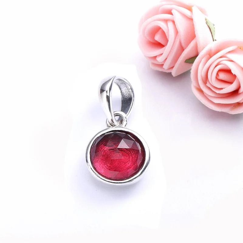 (image for) PANDORA July Droplet, Synthetic Ruby Pendant - 390396SRU - View 2