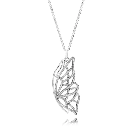 PANDORA New Beginning Butterfly with Clear CZ Pendant Necklace - 390367CZ-90