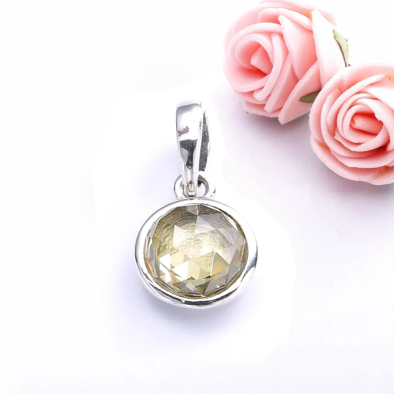 (image for) PANDORA November Droplet, Citrine Pendant - 390396CI - View 2