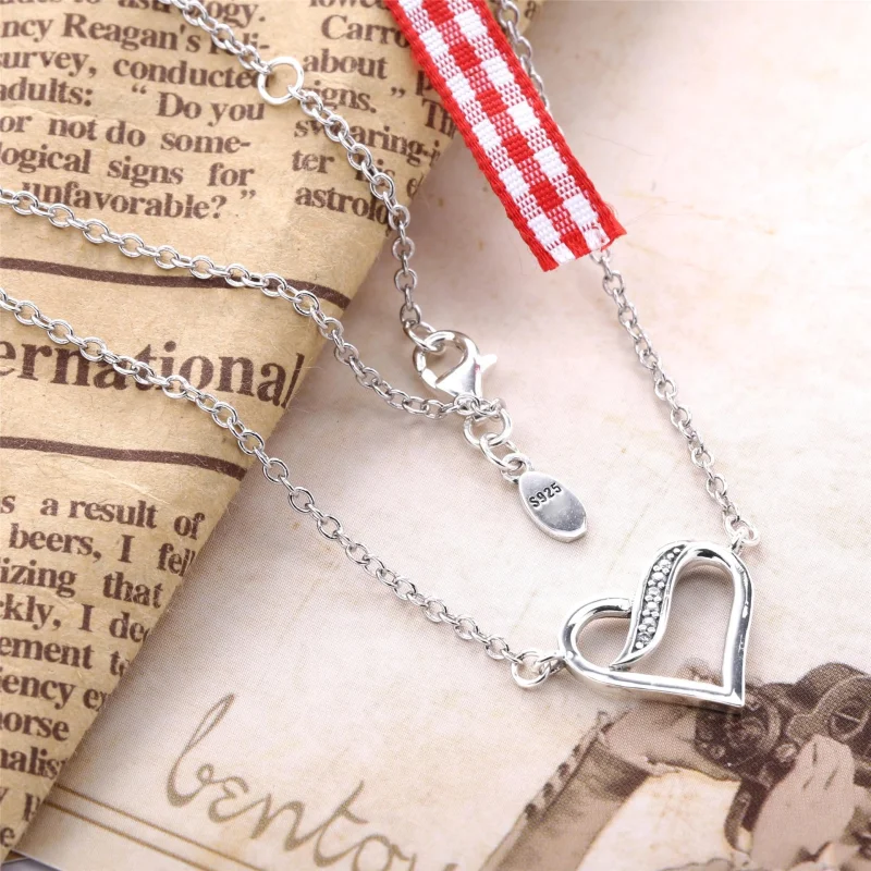 (image for) PANDORA Ribbons of Love, Clear CZ Pendant Necklace - 590535CZ-45 - View 3