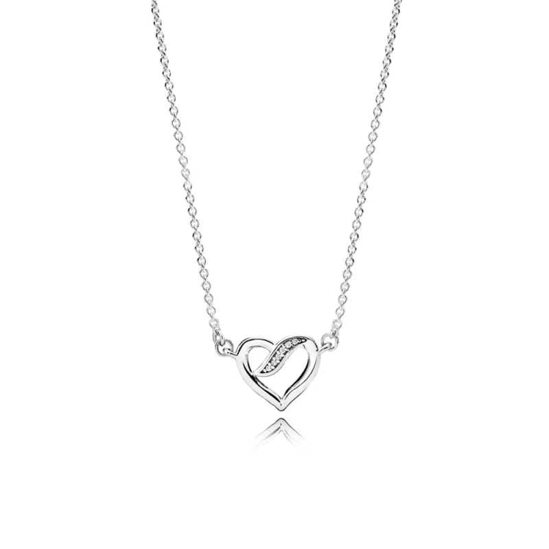 (image for) PANDORA Ribbons of Love, Clear CZ Pendant Necklace - 590535CZ-45 - Product Image