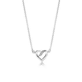 PANDORA Ribbons of Love, Clear CZ Pendant Necklace - 590535CZ-45
