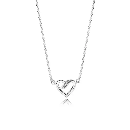 PANDORA Ribbons of Love, Clear CZ Pendant Necklace - 590535CZ-45