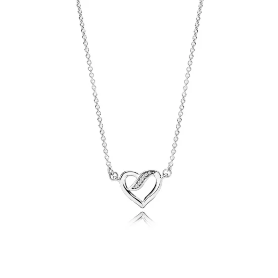 PANDORA Ribbons of Love, Clear CZ Pendant Necklace - 590535CZ-45