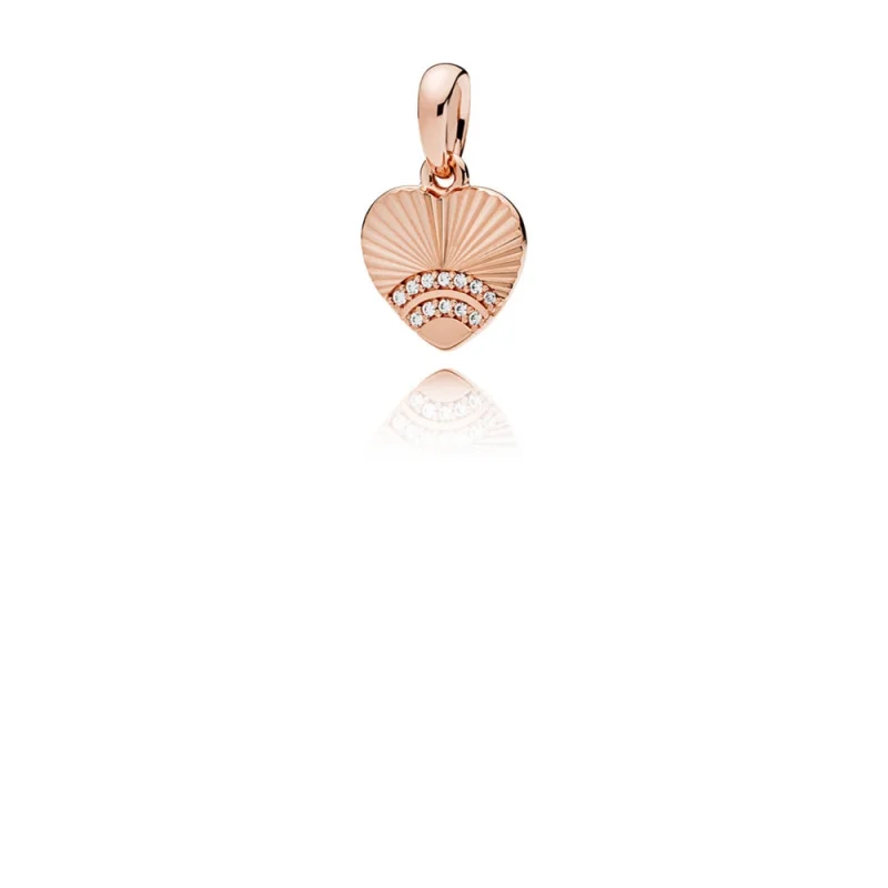 (image for) PANDORA Rose Gold Fan of Love Pendant, Clear CZ - 387286CZ - Product Image