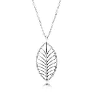 (image for) PANDORA Tropical Palm Pendant Necklace, Clear CZ - 390370CZ