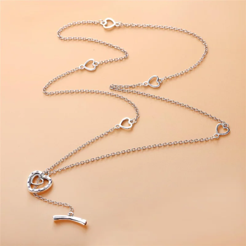 (image for) PANDORA TWO HEARTS SILVER Chain NECKLACE - 397246NRPMX - View 2