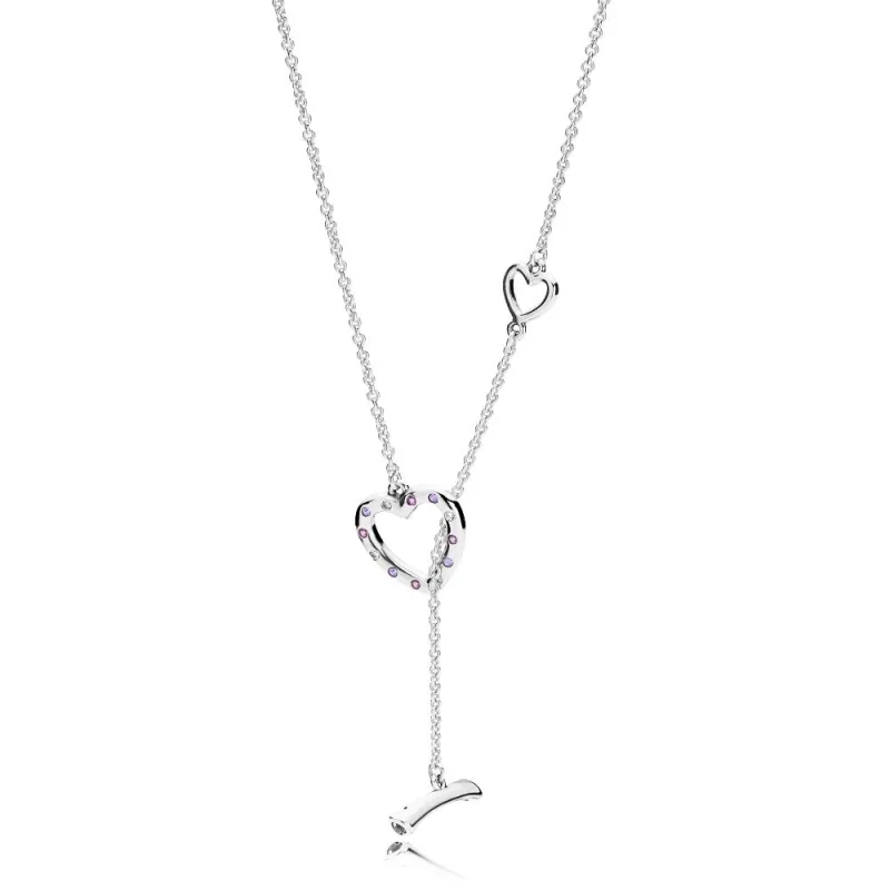 (image for) PANDORA TWO HEARTS SILVER Chain NECKLACE - 397246NRPMX - Product Image