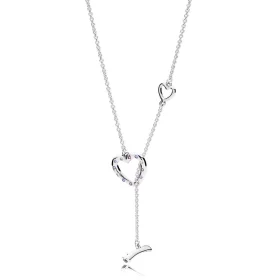 PANDORA TWO HEARTS SILVER NECKLACE - 397246NRPMX PANDORA TWO HEARTS SILVER NECKLACE - 397246NRPMX